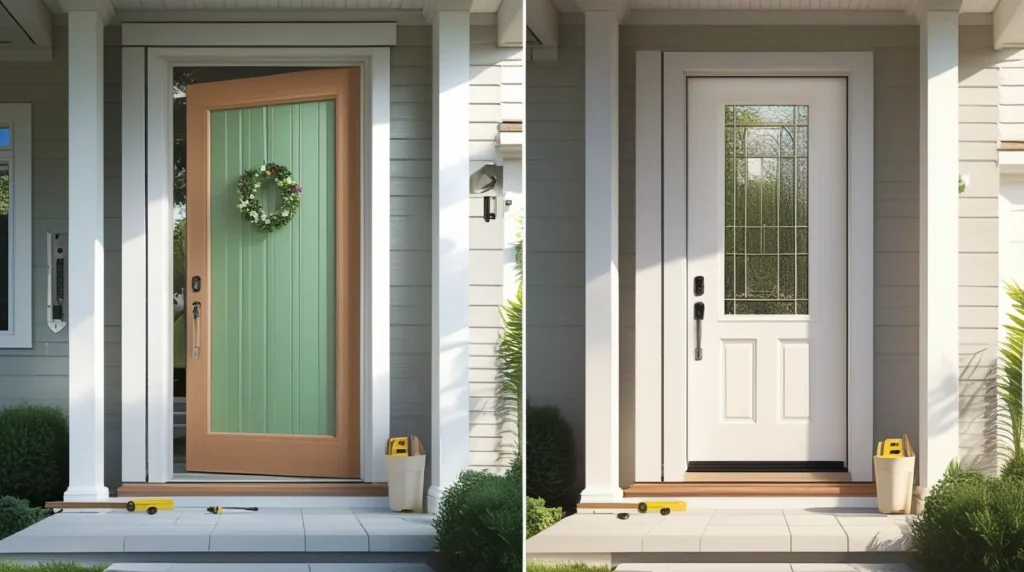 how to replace a front door without replacing the frame