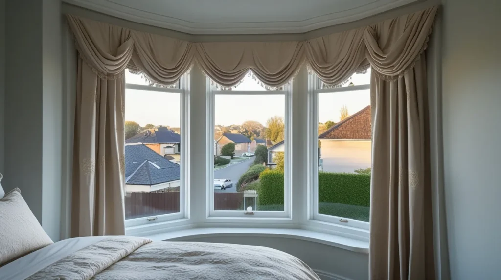 Creative Window Dressings For Bay Windows With a Built-In Seat